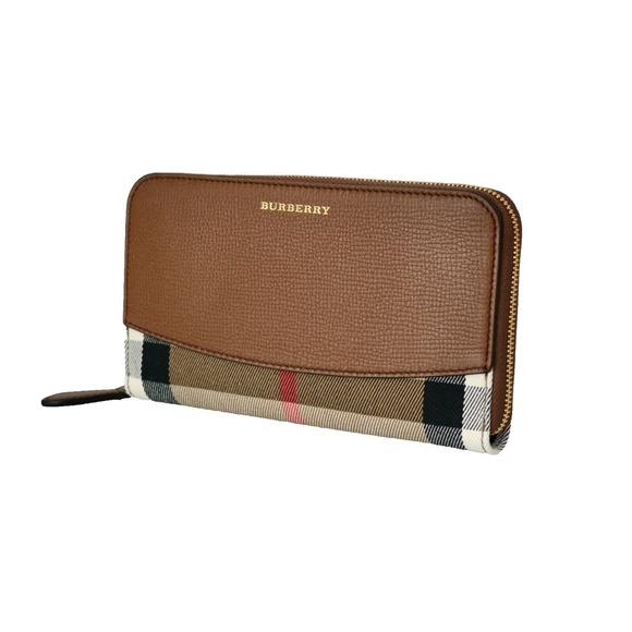 NWT BURBERRY HOUSE CHECK DERBY LEATHER ELMORE WALLET CLUTCH - Picture 3 of 13